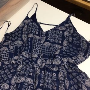 High Low Bandana Dress - Navy and White